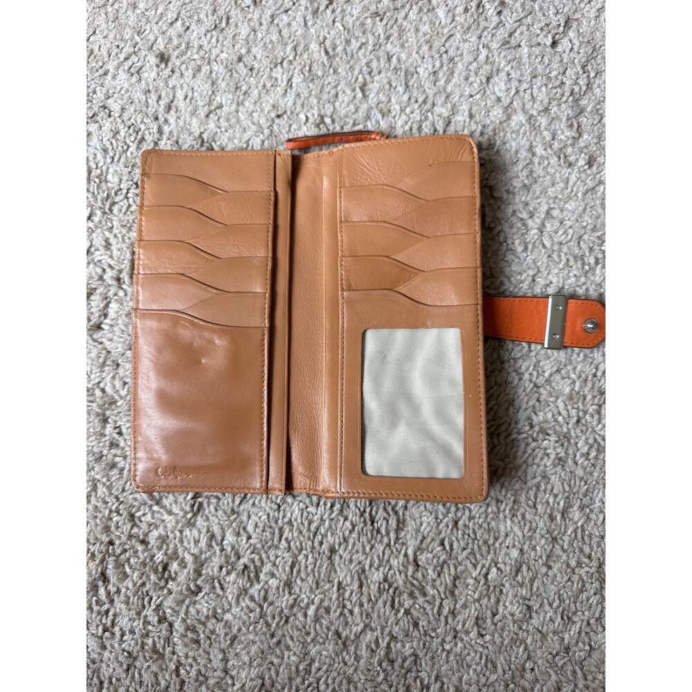 Cole Haan Orange Pebbled Leather Wallet Clutch - Picture 4 of 5